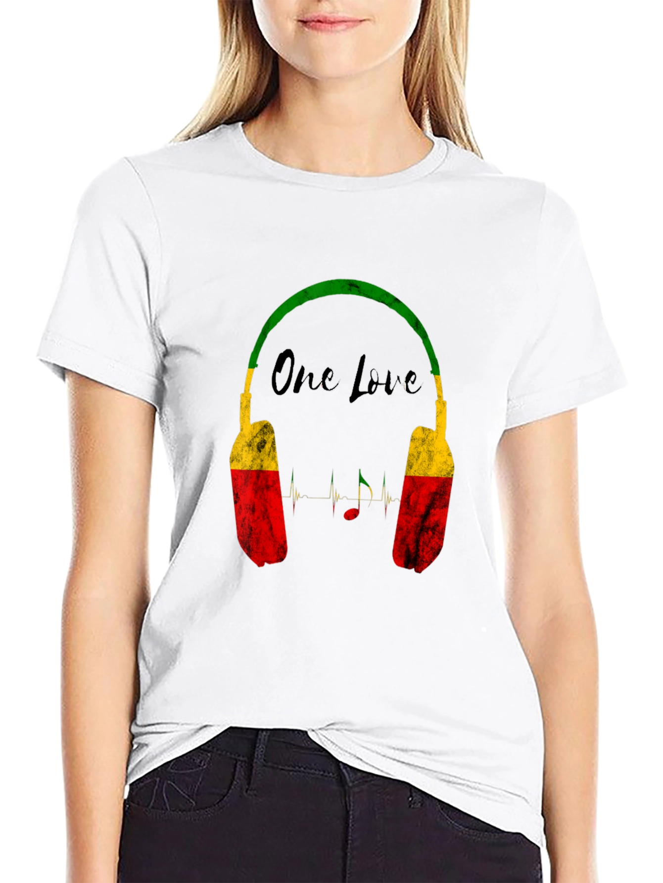 One Love Reggae Headphones Graphic Tee
