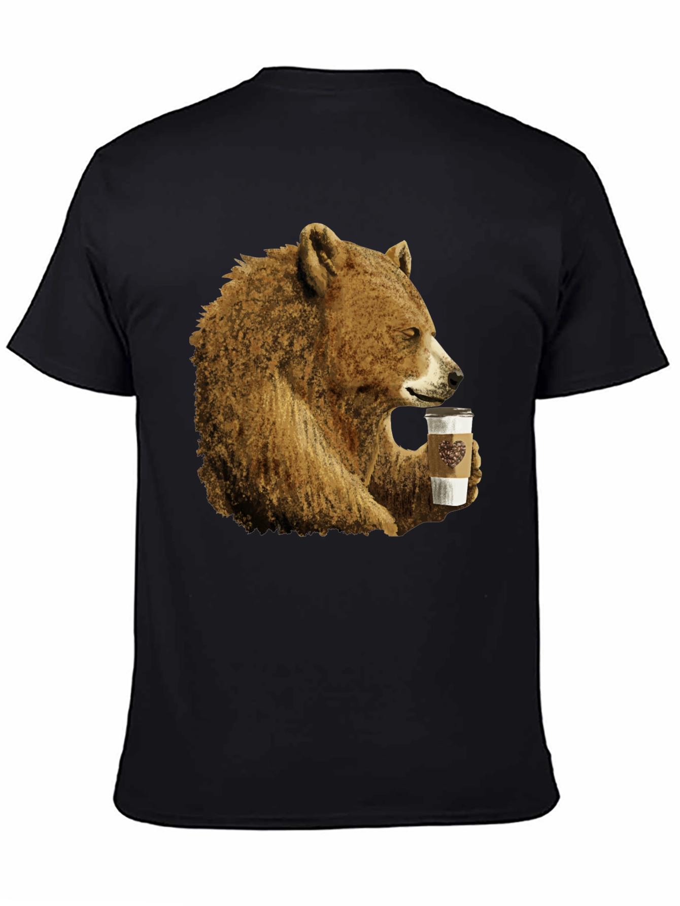 Bear Drinking Coffee Graphic Tee - Cool Animal Shirt
