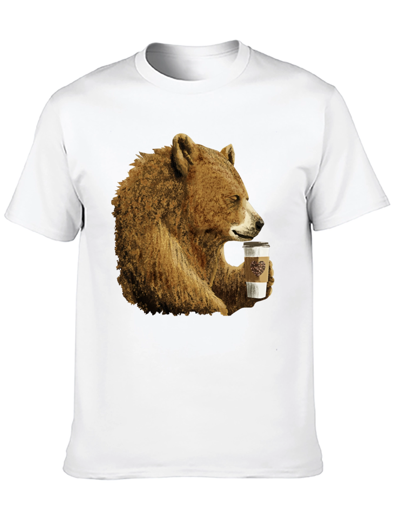 Bear Drinking Coffee Graphic Tee - Cool Animal Shirt