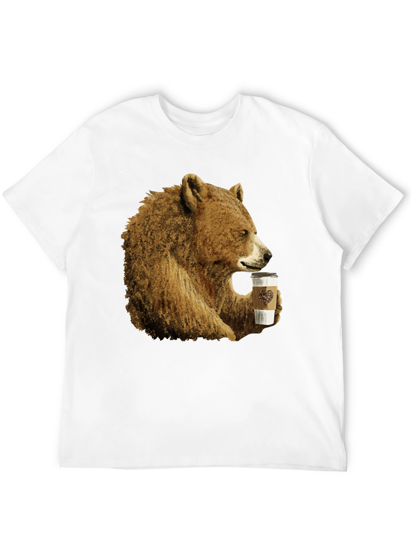 Bear Drinking Coffee Graphic Tee - Cool Animal Shirt