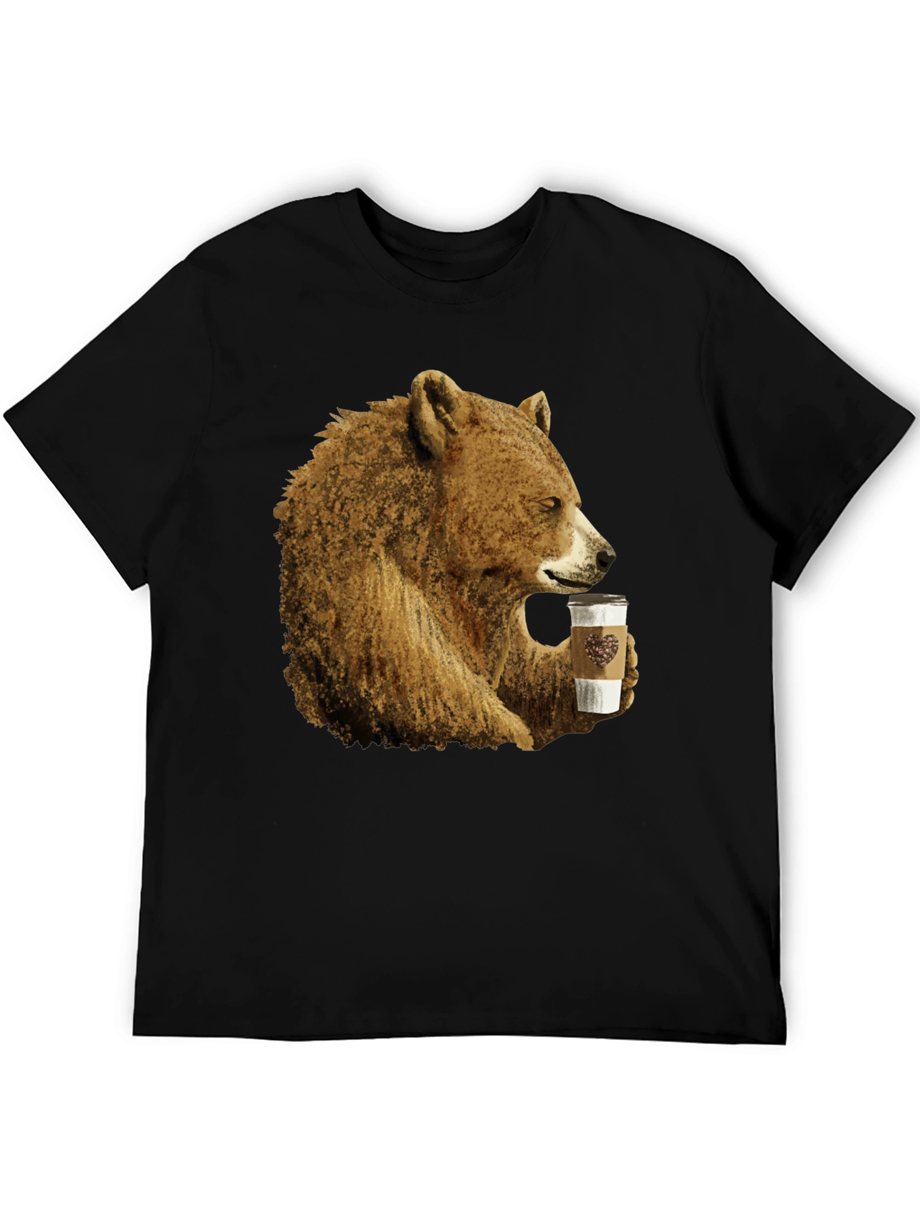 Bear Drinking Coffee Graphic Tee - Cool Animal Shirt