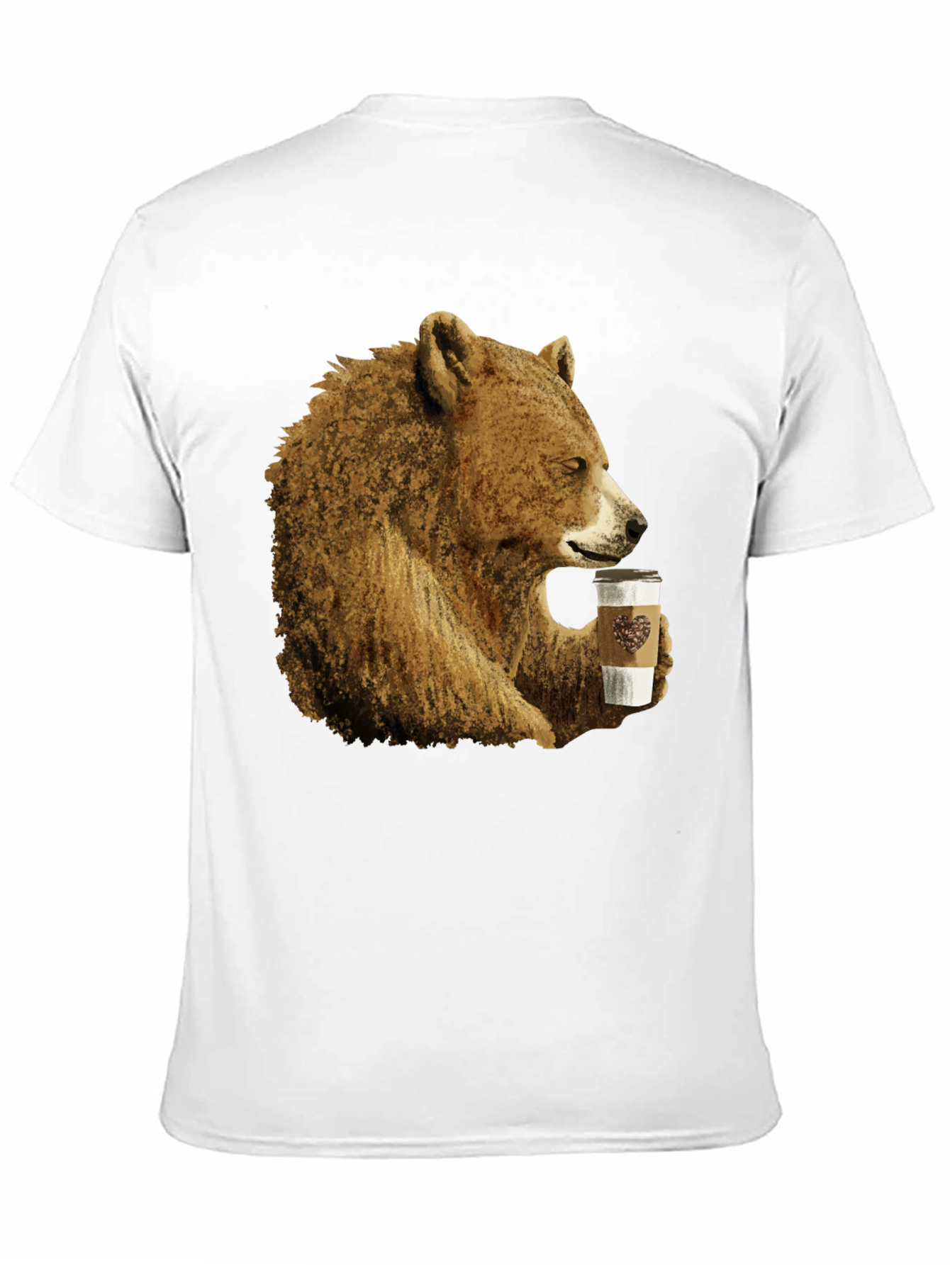 Bear Drinking Coffee Graphic Tee - Cool Animal Shirt