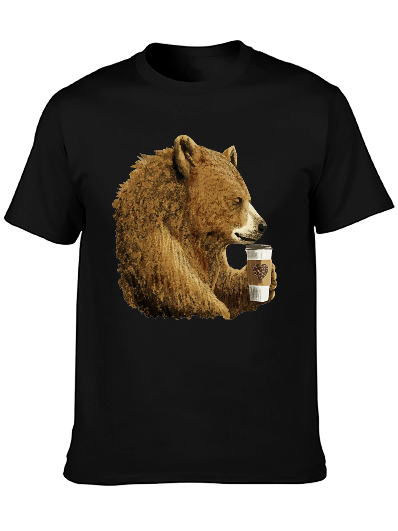 Bear Drinking Coffee Graphic Tee - Cool Animal Shirt