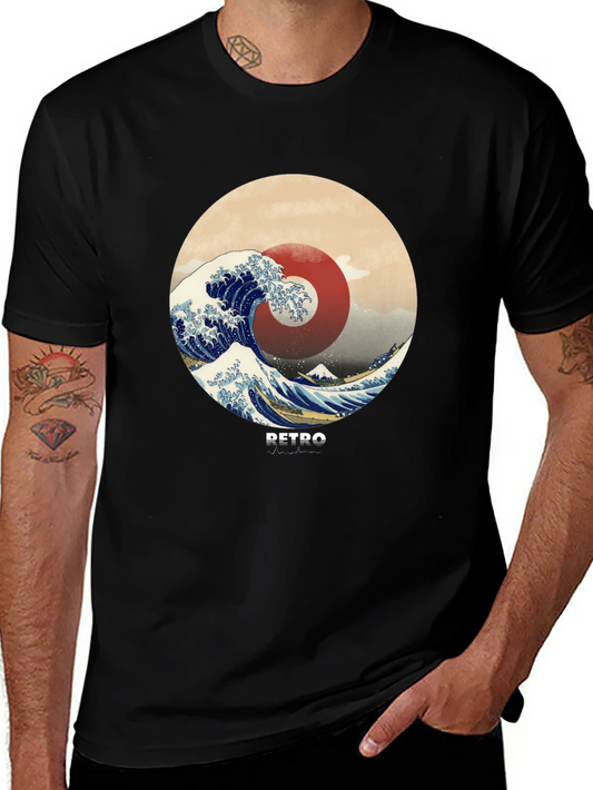 Retro Wave Graphic Tee - Stylish Casual Comfort