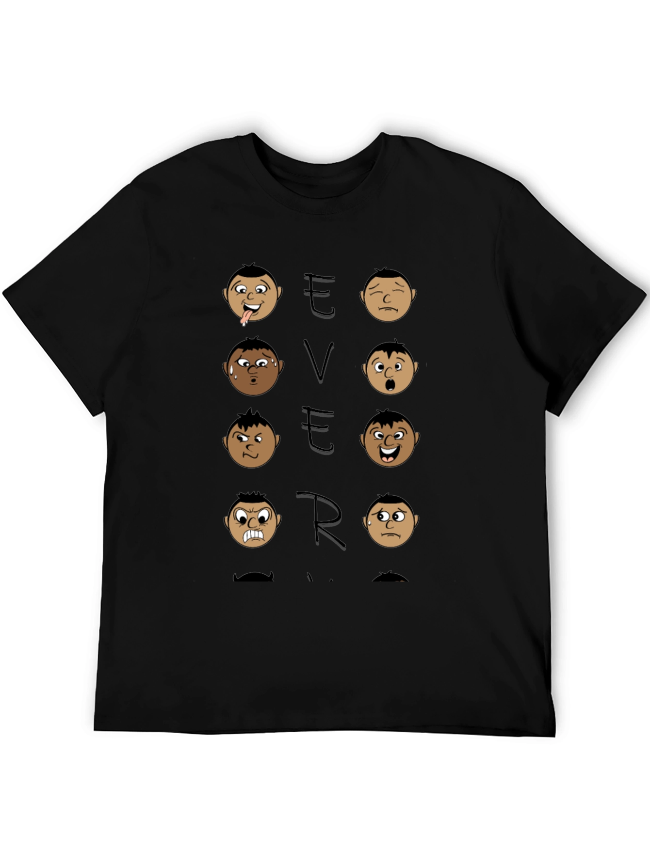 Expressive Faces Graphic T-Shirt - Black Cotton Tee