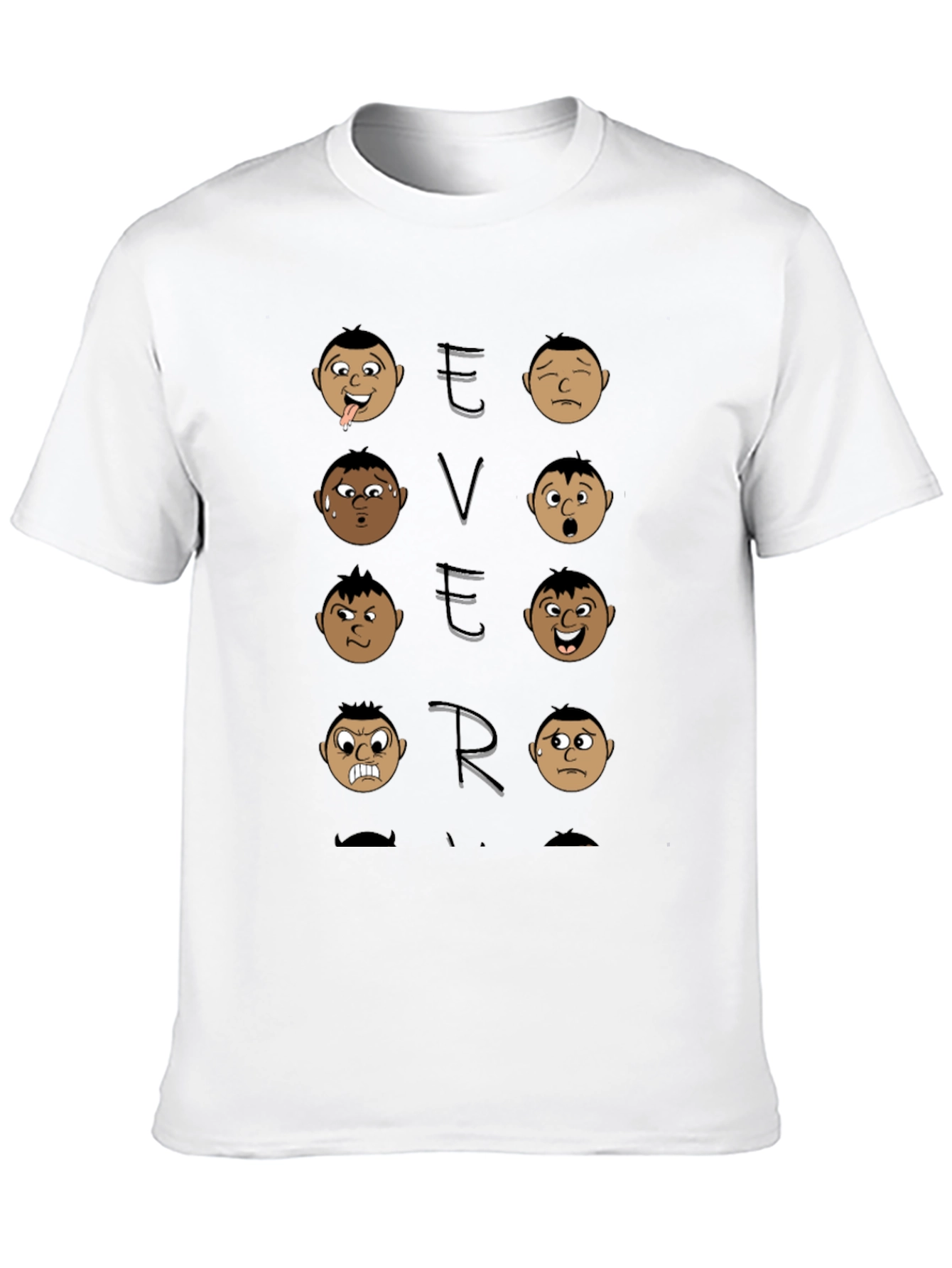 Expressive Faces Graphic T-Shirt - Black Cotton Tee