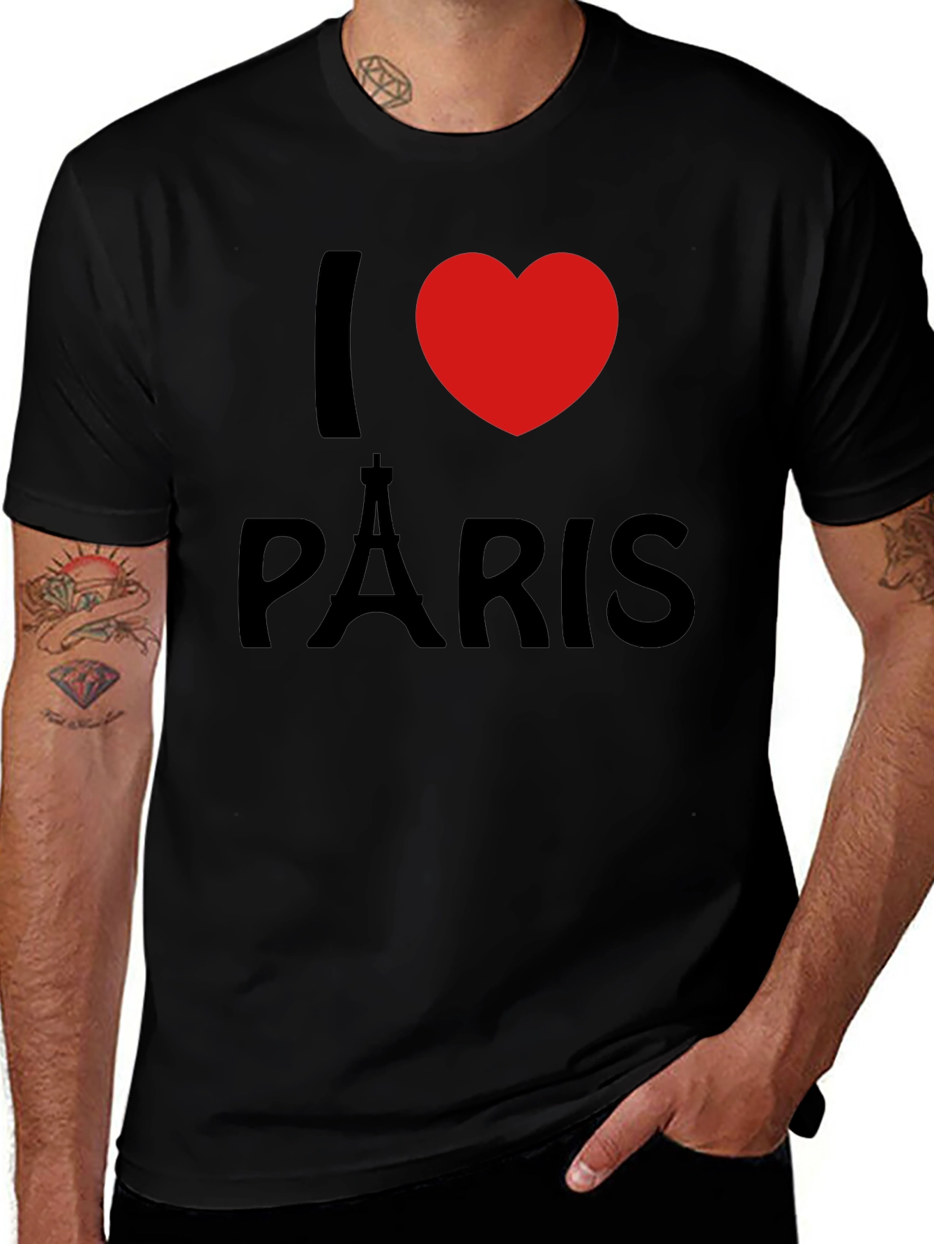 I Love Paris Graphic Tee - Mens Black T-Shirt
