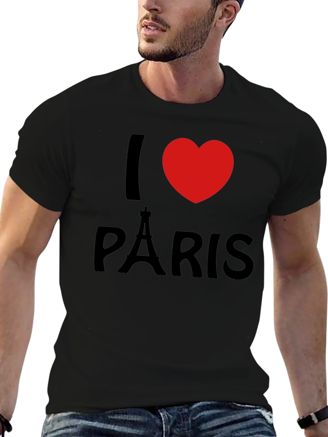 I Love Paris Graphic Tee - Mens Black T-Shirt
