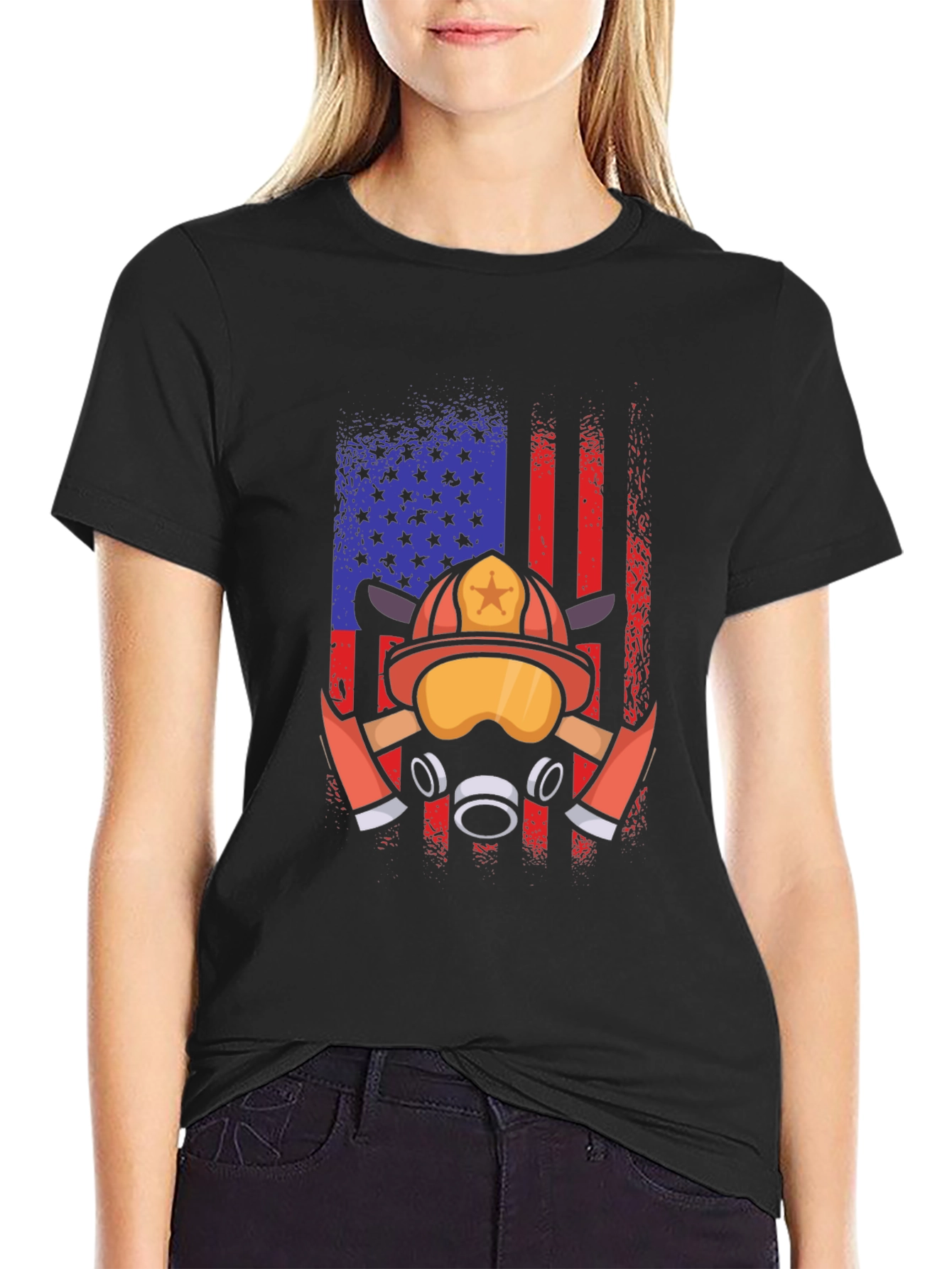Firefighter American Flag T-Shirt