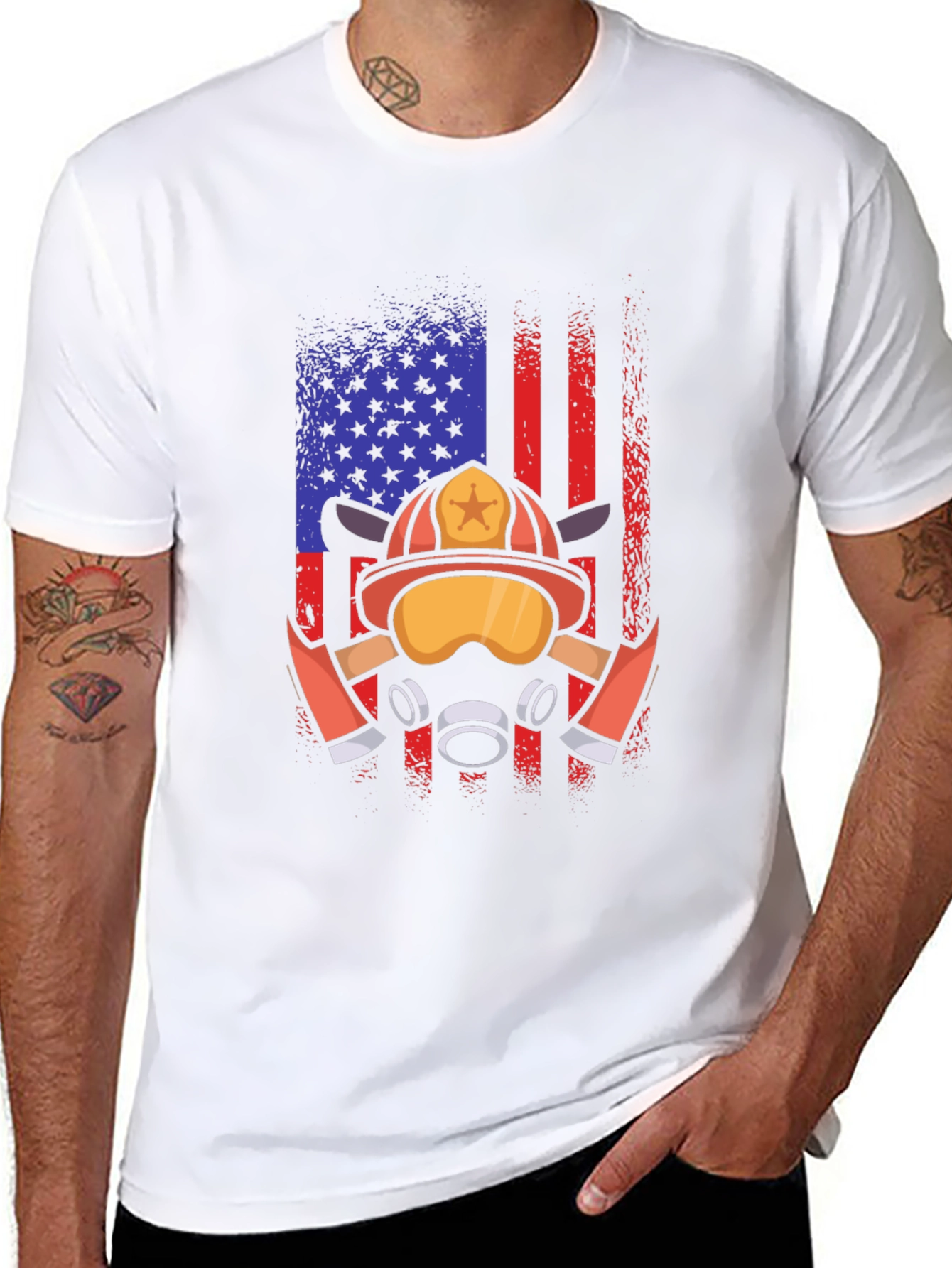 Firefighter American Flag T-Shirt