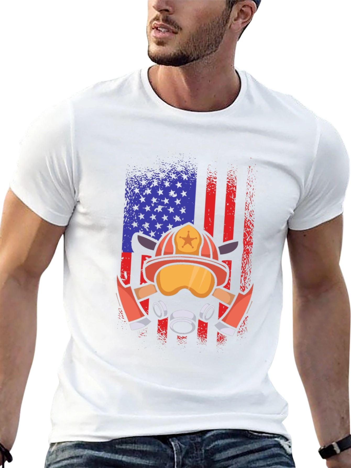 Firefighter American Flag T-Shirt