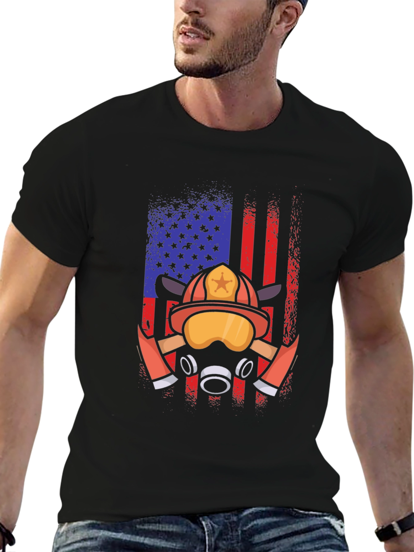 Firefighter American Flag T-Shirt