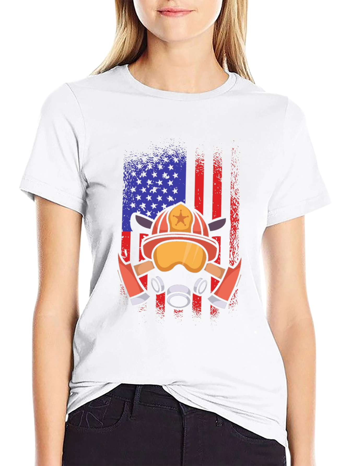 Firefighter American Flag T-Shirt