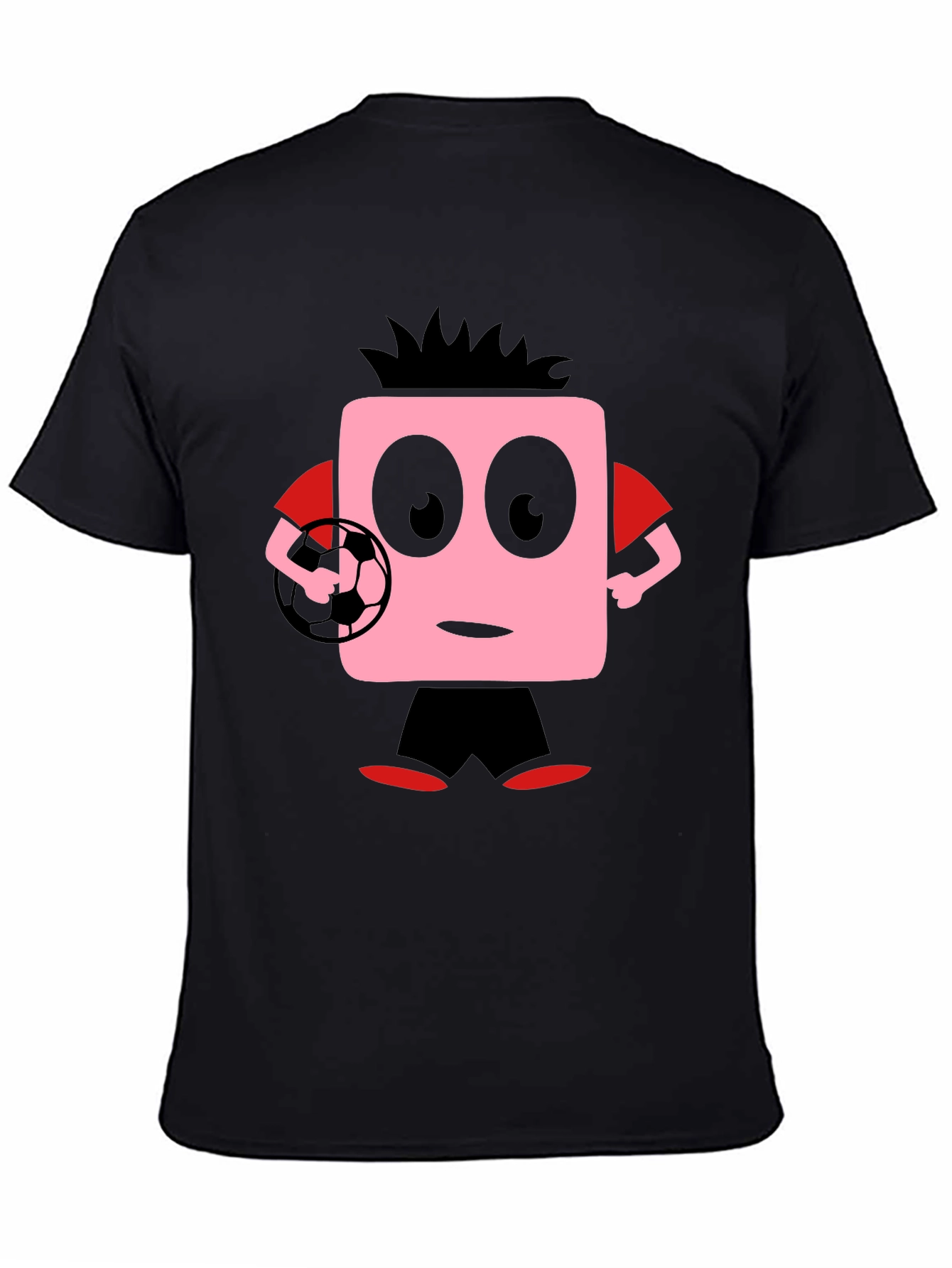 Funny Soccer Cartoon Black T-Shirt