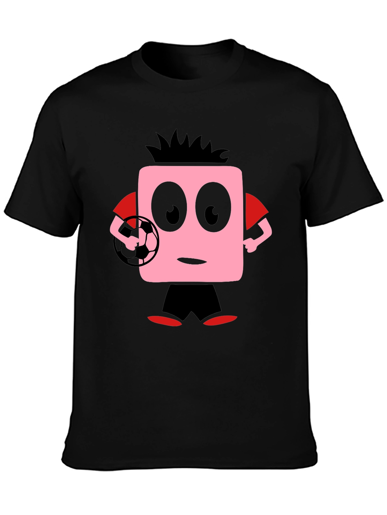 Funny Soccer Cartoon Black T-Shirt