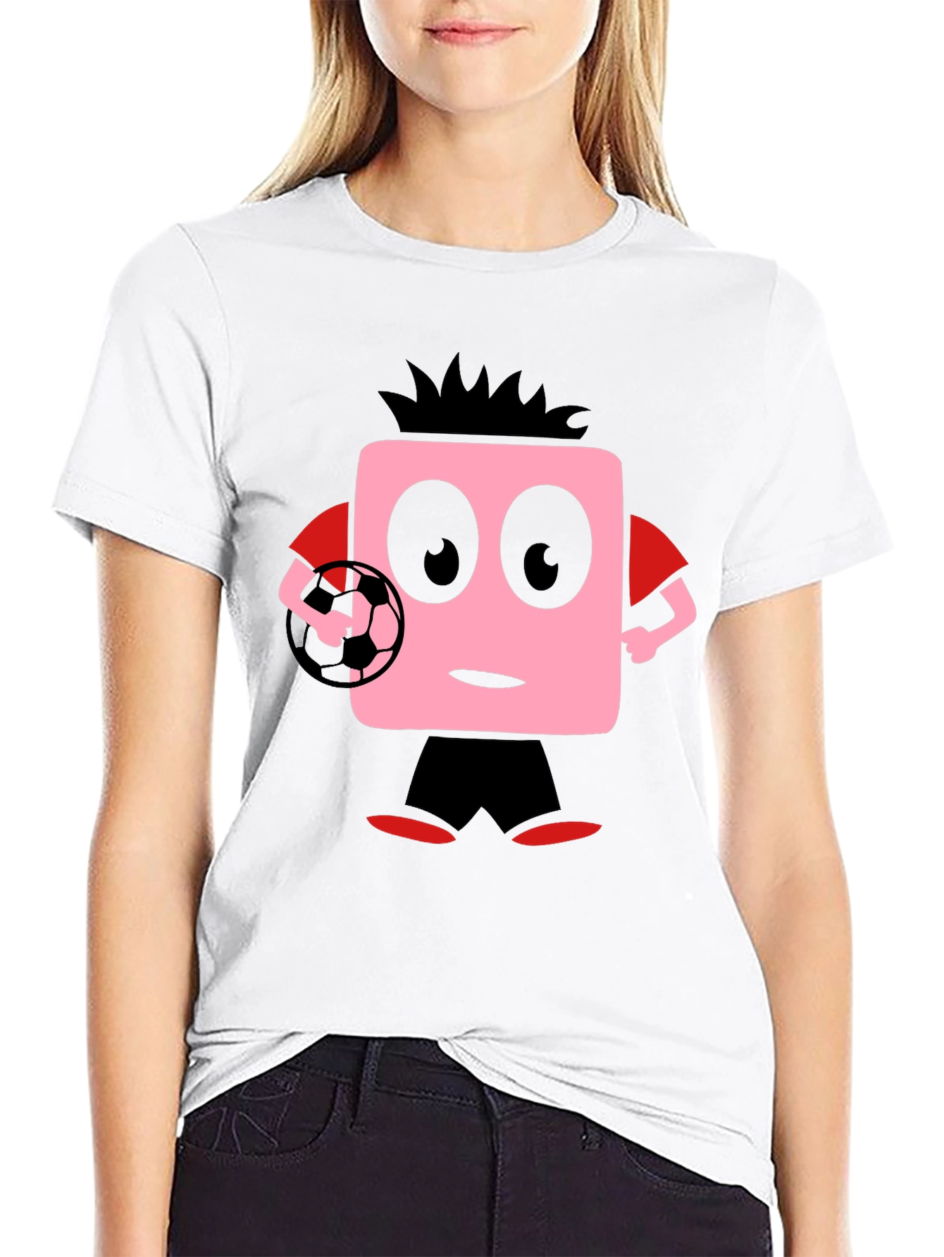 Funny Soccer Cartoon Black T-Shirt
