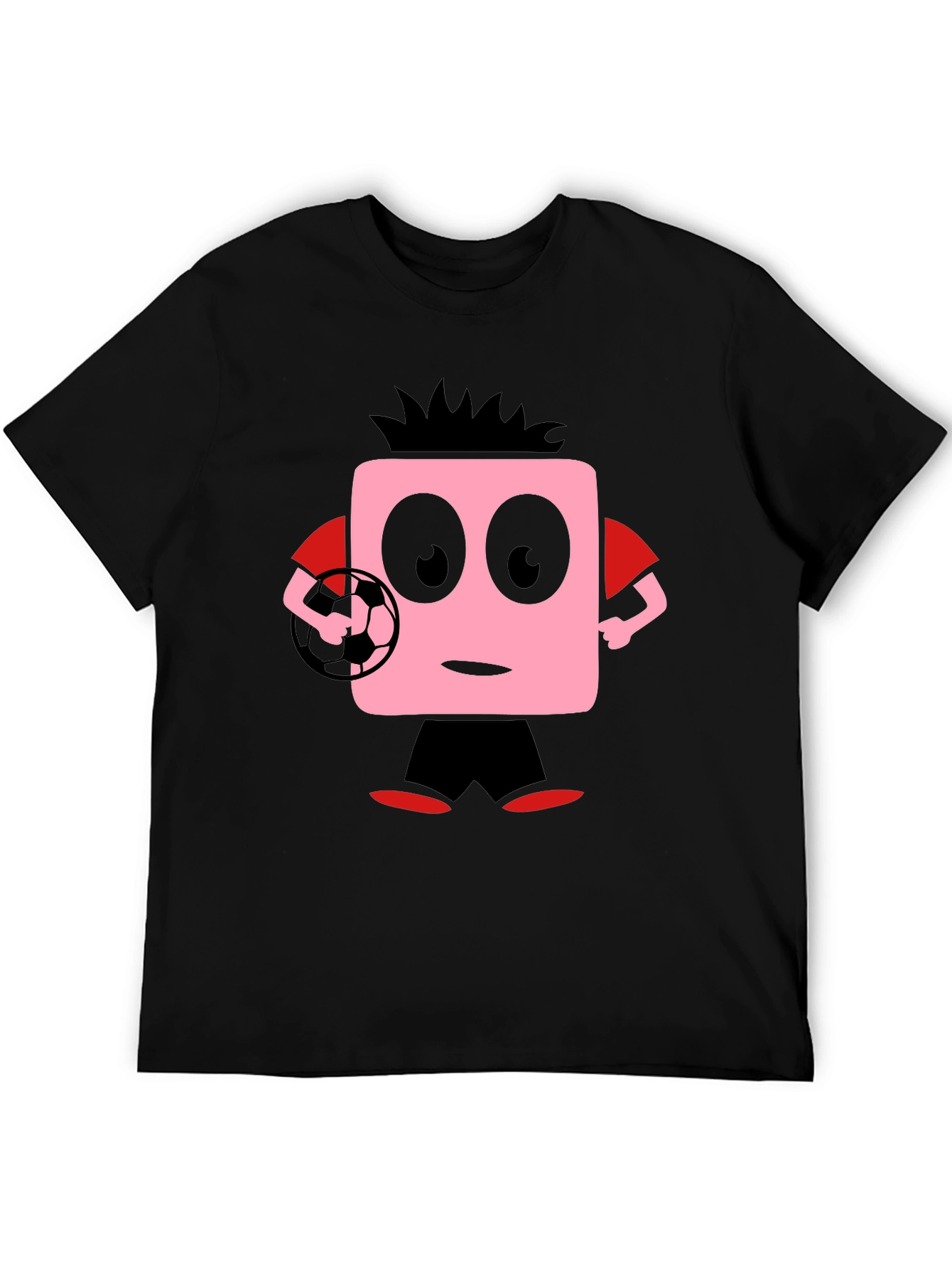 Funny Soccer Cartoon Black T-Shirt