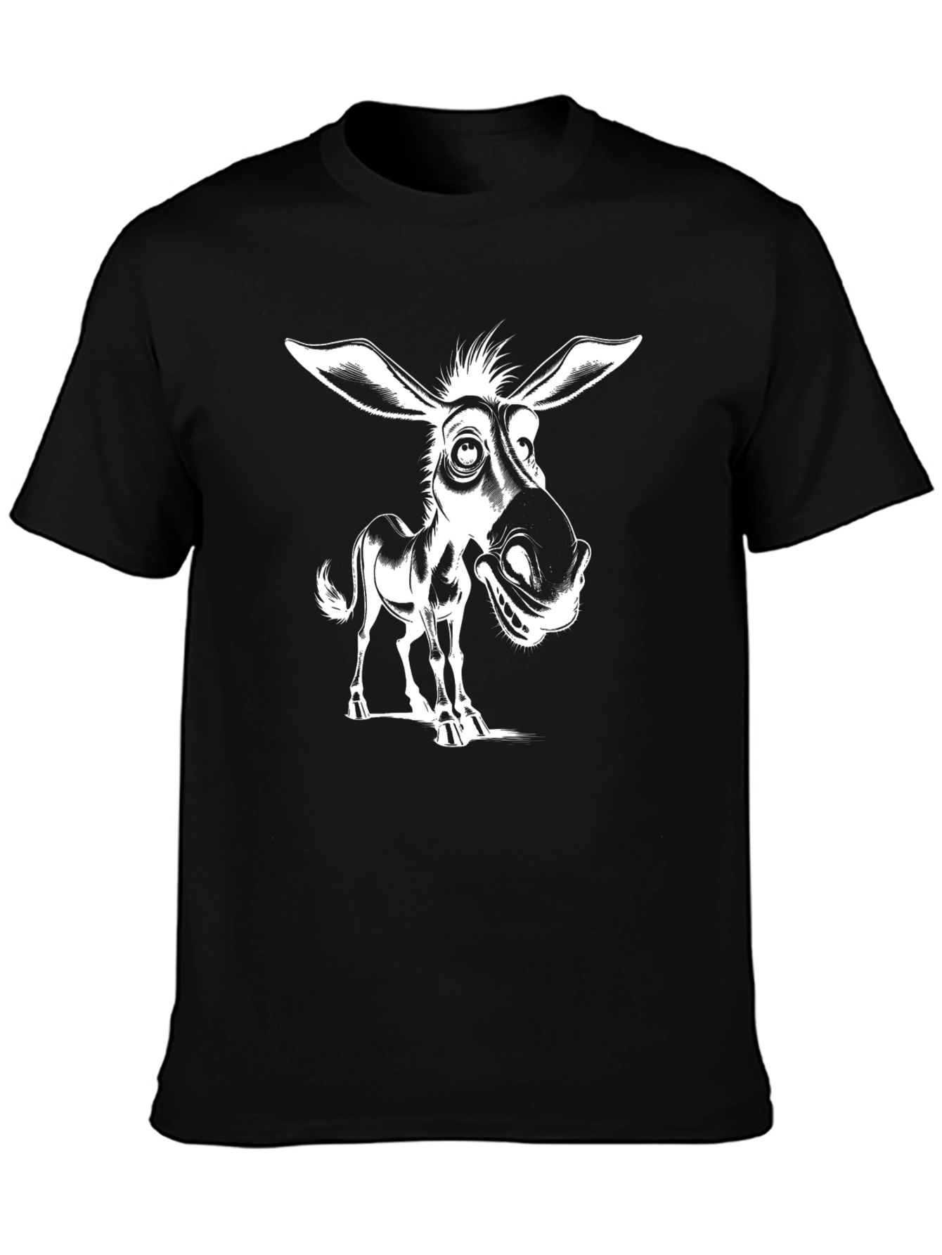 Funny Donkey Graphic Tee - Black Cotton T-Shirt