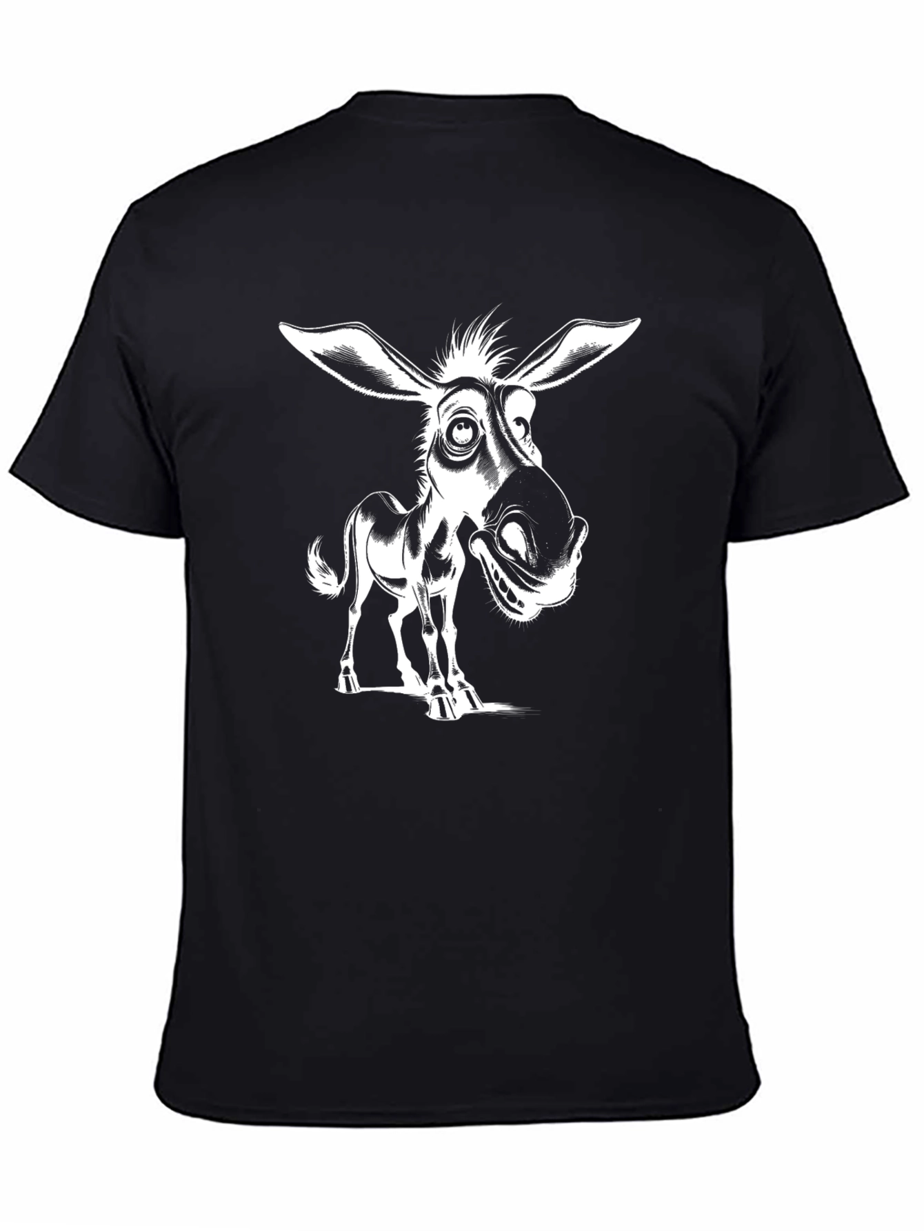 Funny Donkey Graphic Tee - Black Cotton T-Shirt