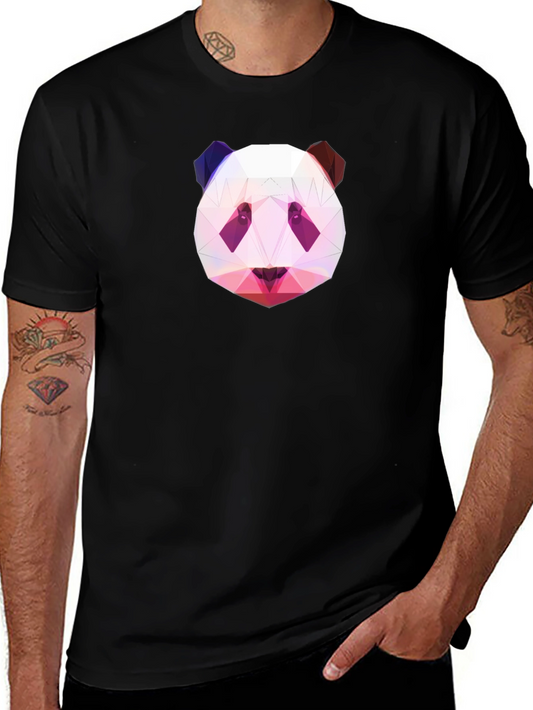 Geometric Panda Graphic Tee - Black T-Shirt