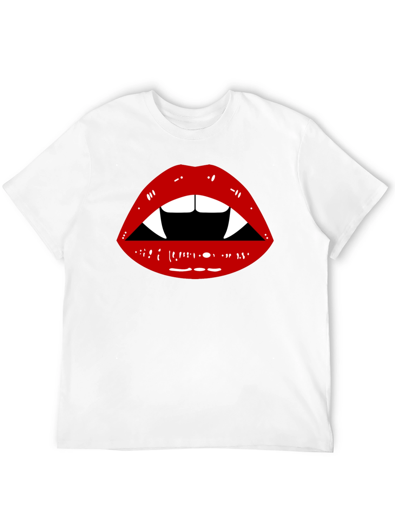 Vampire Lips Graphic Tee - Unisex Black Cotton Shirt