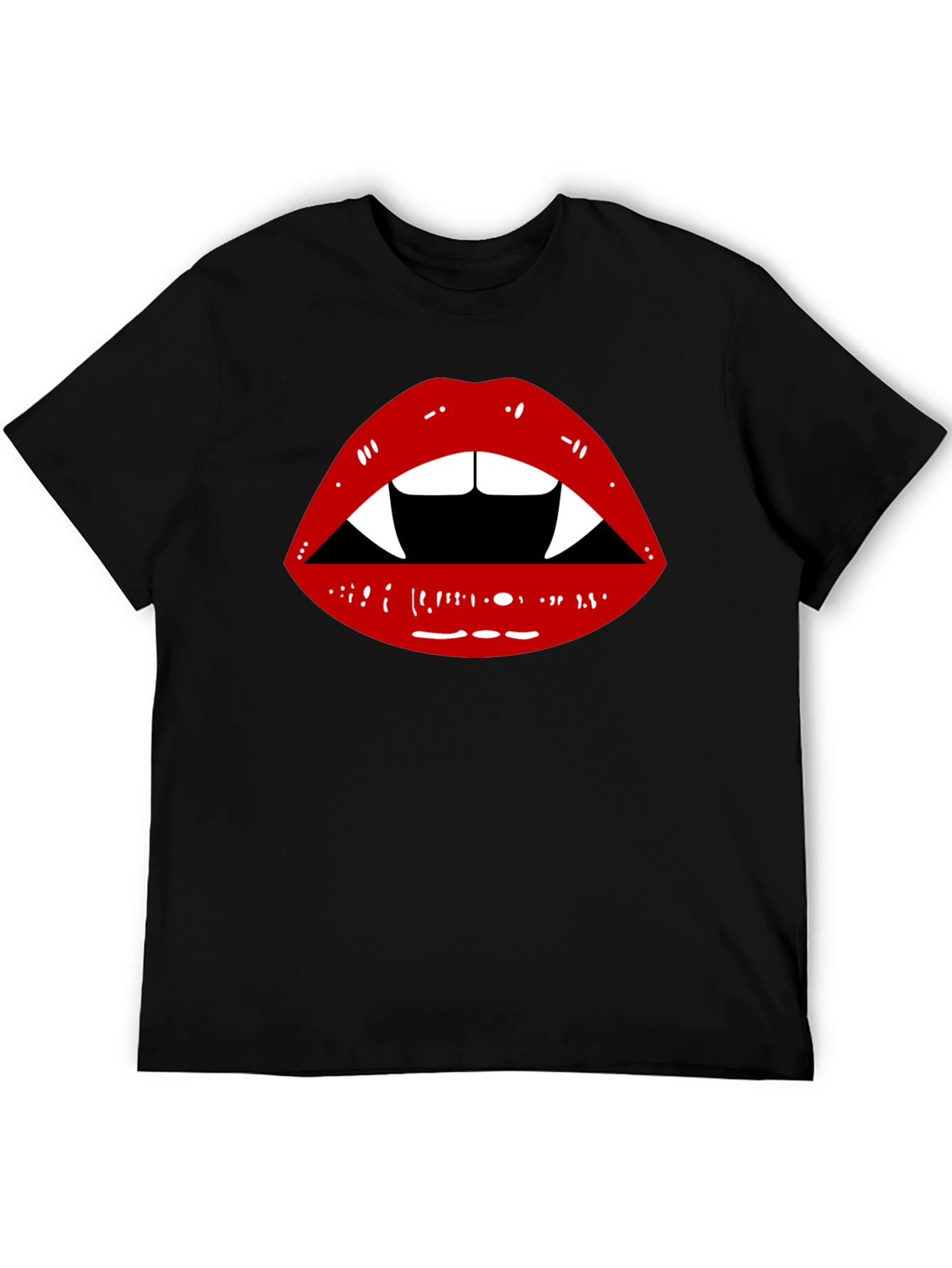 Vampire Lips Graphic Tee - Unisex Black Cotton Shirt
