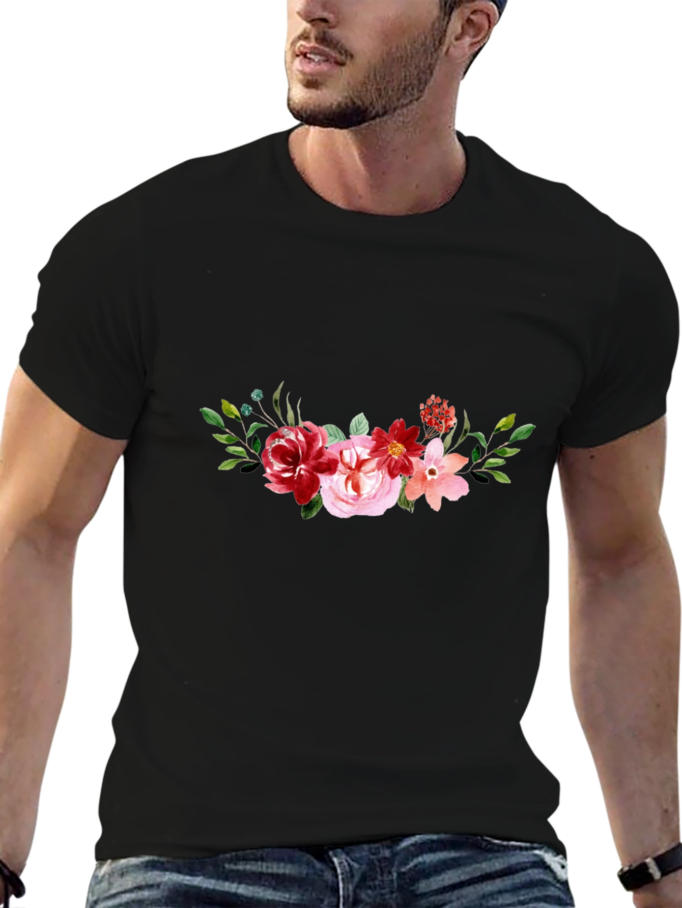 Floral Black T-Shirt