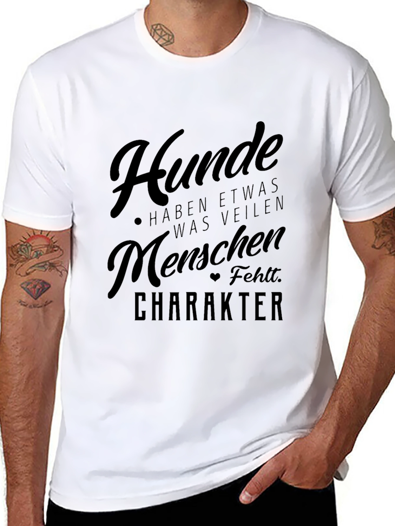 Mens Black Hunde Character T-Shirt