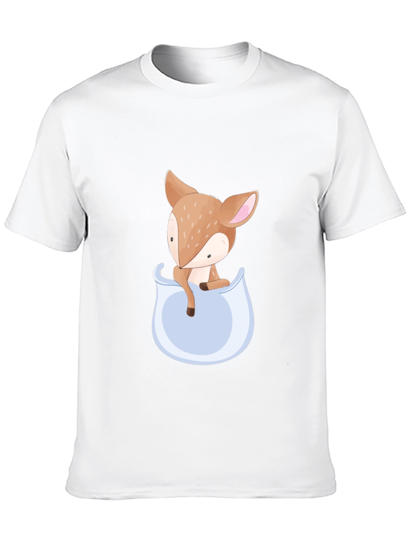 Cute Fawn Pocket Graphic Tee - Soft Cotton Blend