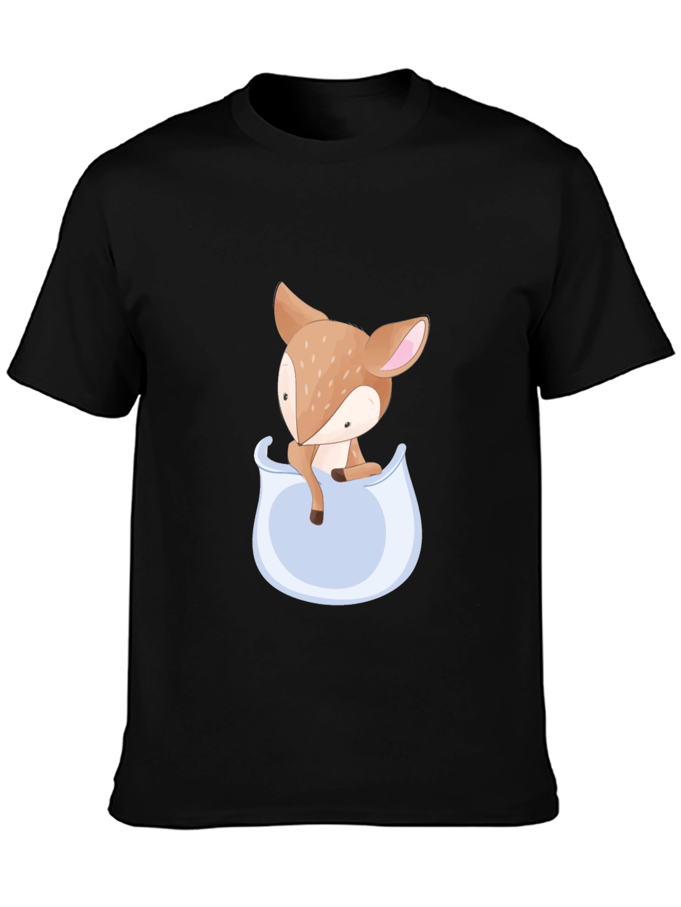 Cute Fawn Pocket Graphic Tee - Soft Cotton Blend