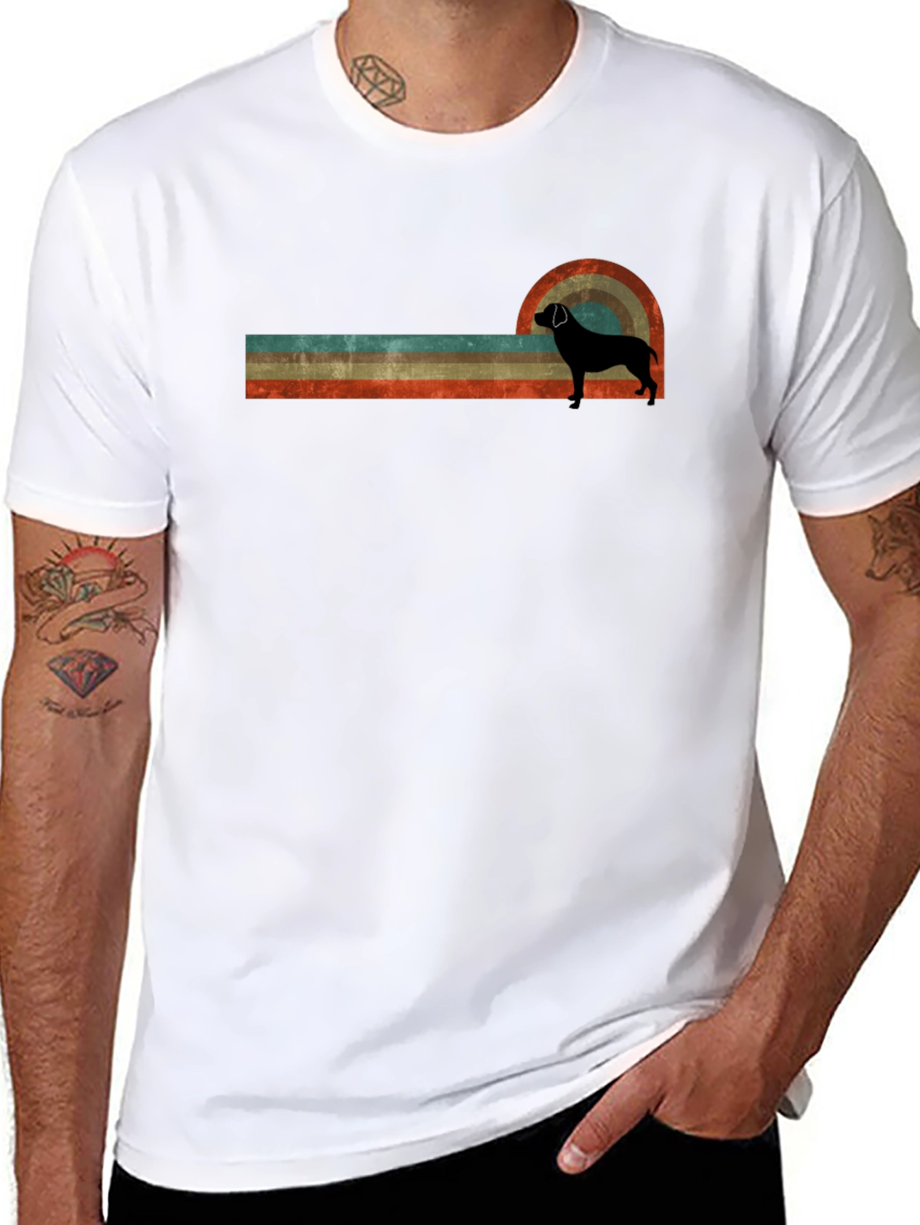 Retro Dog Graphic T-Shirt - Black