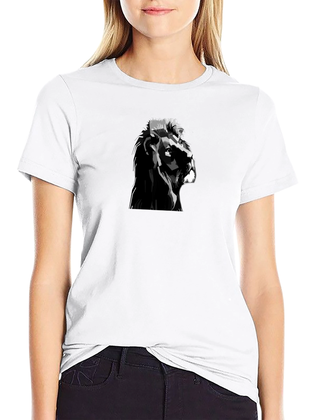 Lion Graphic Tee - Black Crew Neck T-Shirt