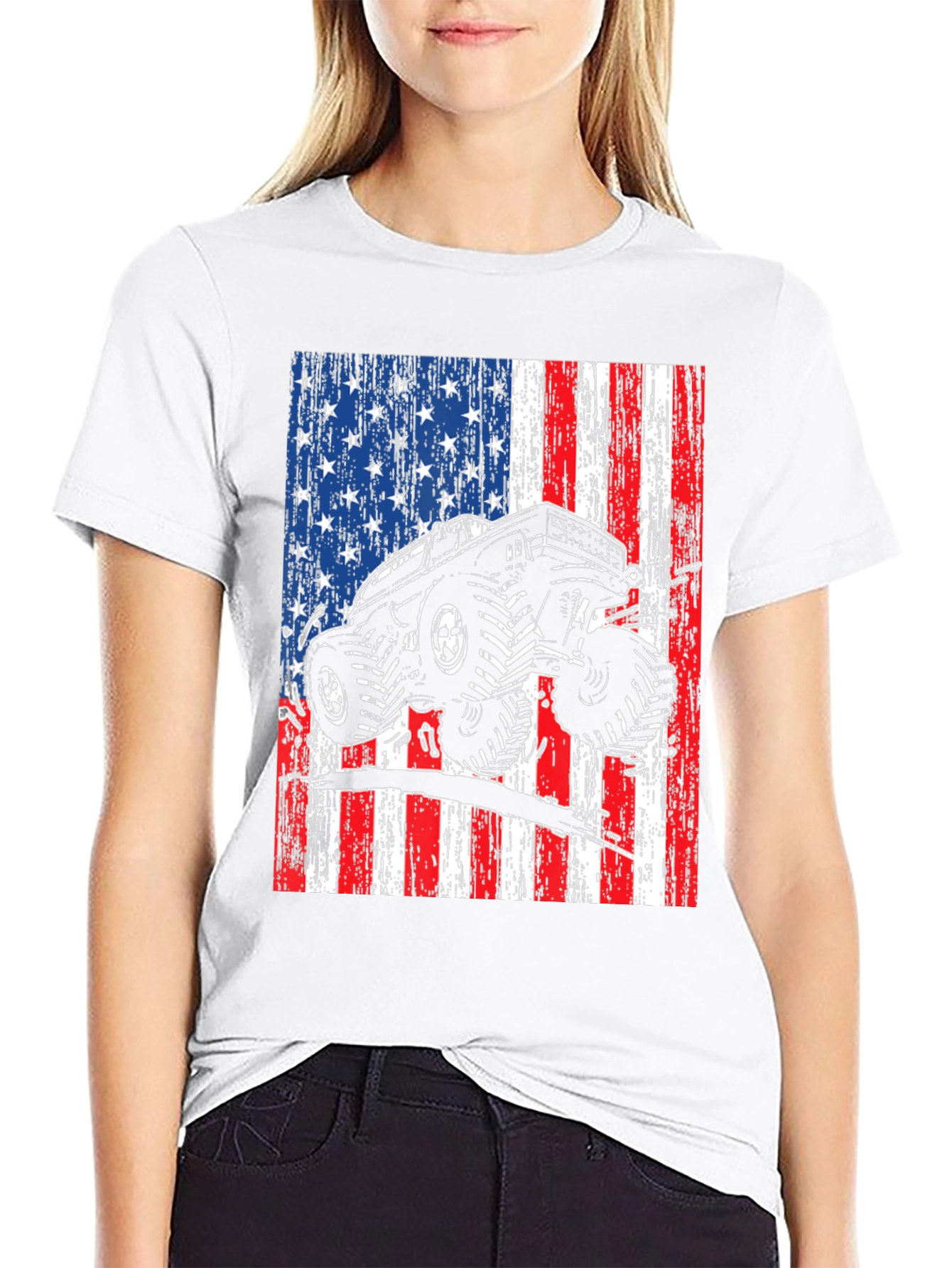 American Flag Monster Truck Graphic Tee