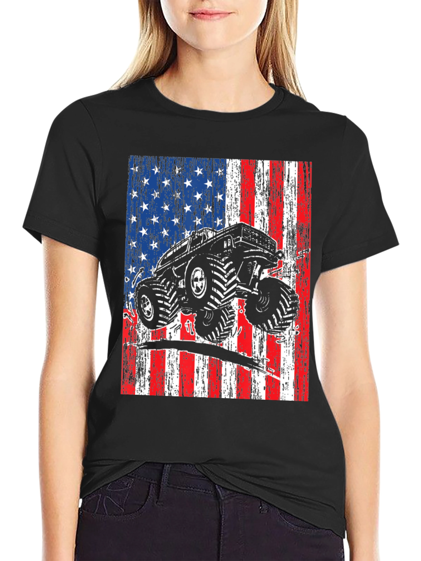American Flag Monster Truck Graphic Tee