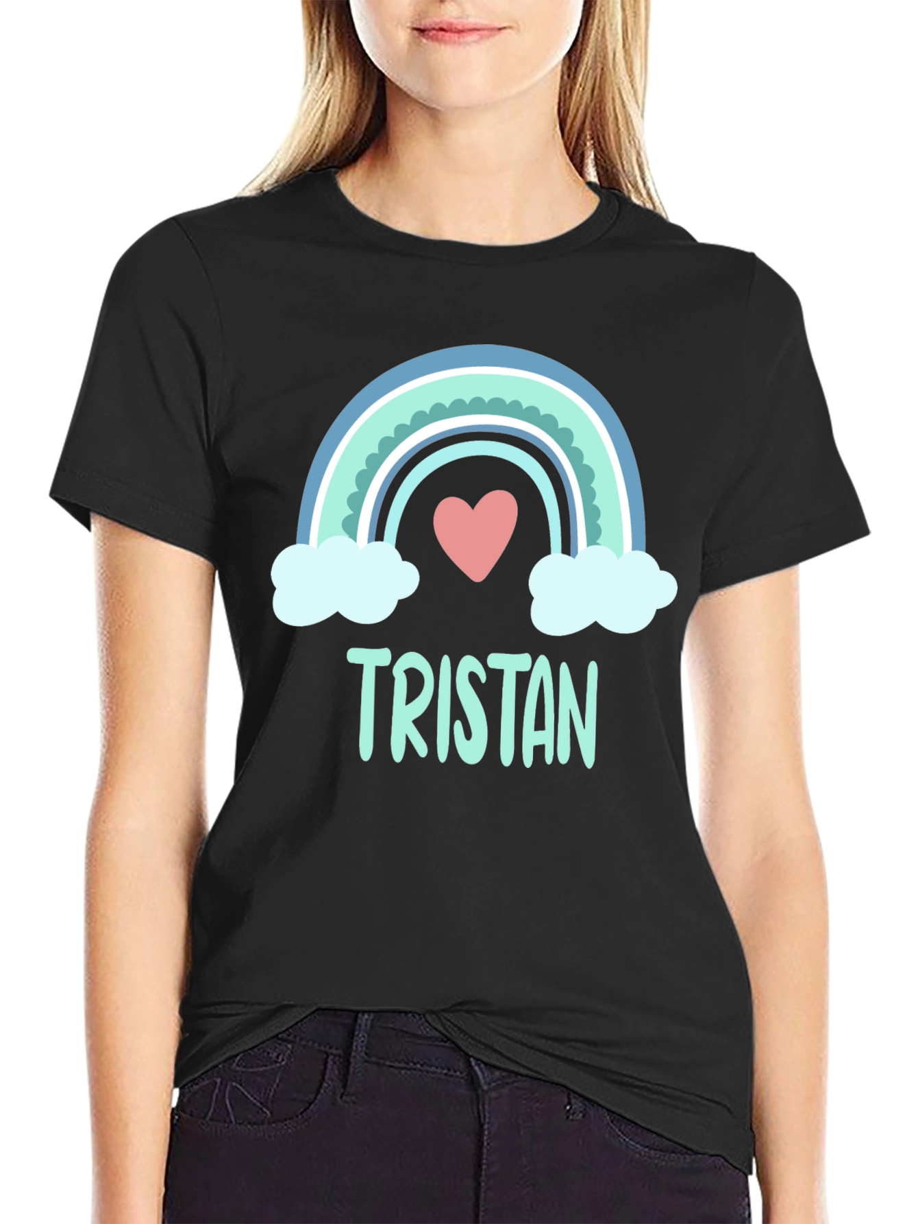 Personalized Tristan Rainbow Heart T-Shirt