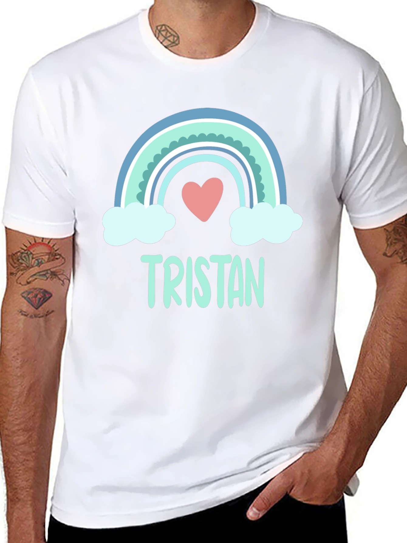 Personalized Tristan Rainbow Heart T-Shirt
