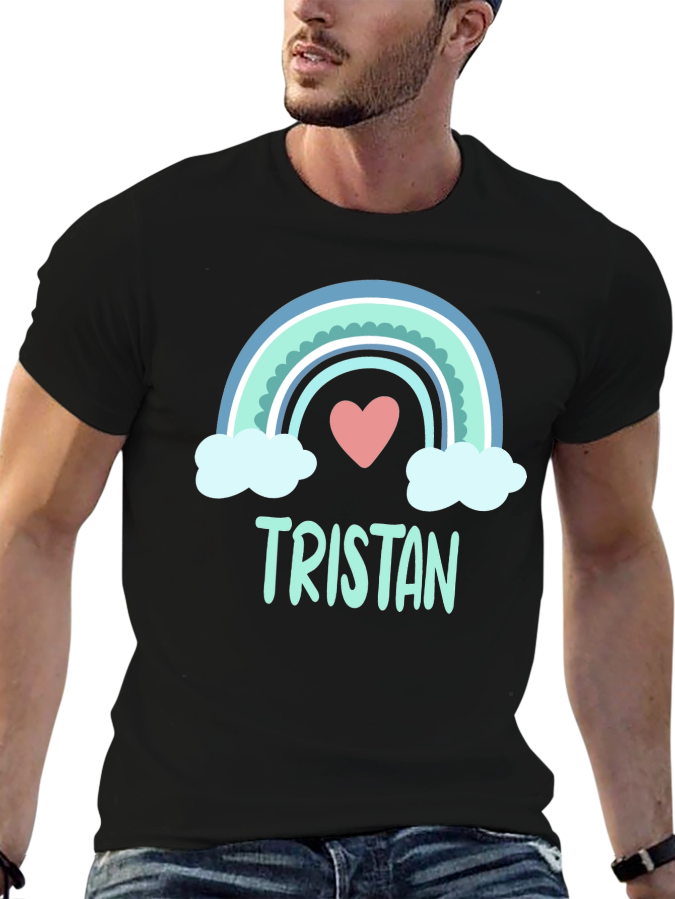 Personalized Tristan Rainbow Heart T-Shirt