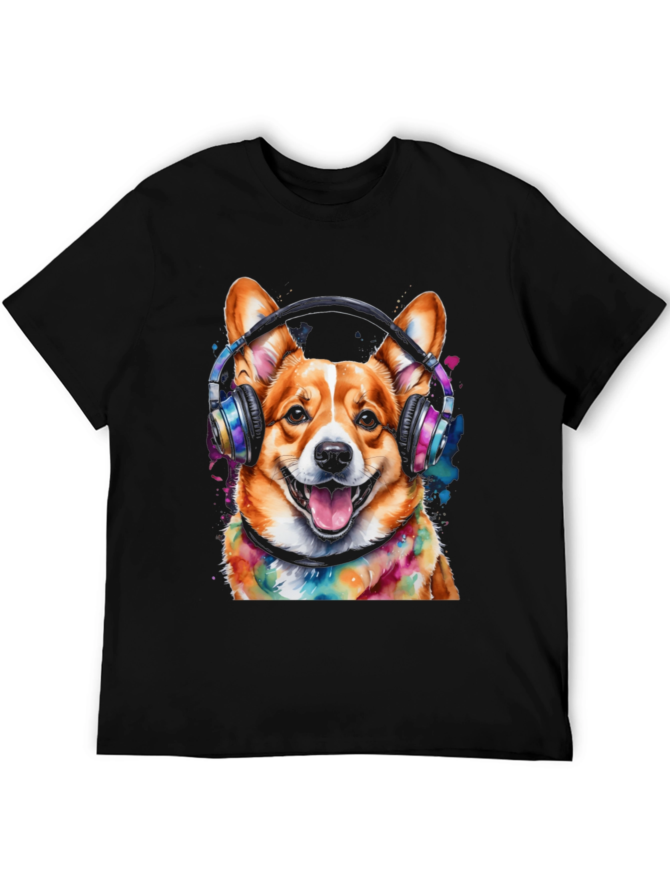Corgi Headphones Graphic Tee