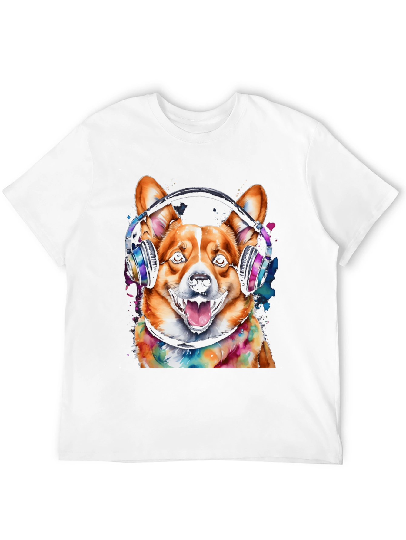 Corgi Headphones Graphic Tee