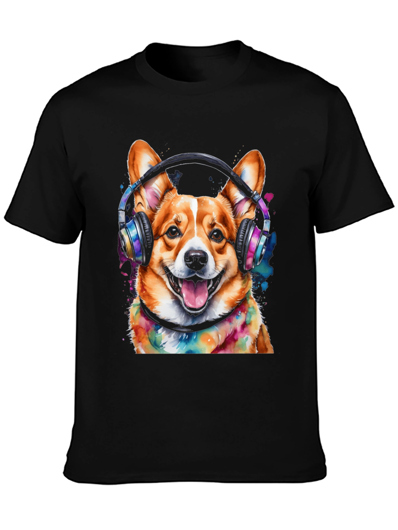 Corgi Headphones Graphic Tee