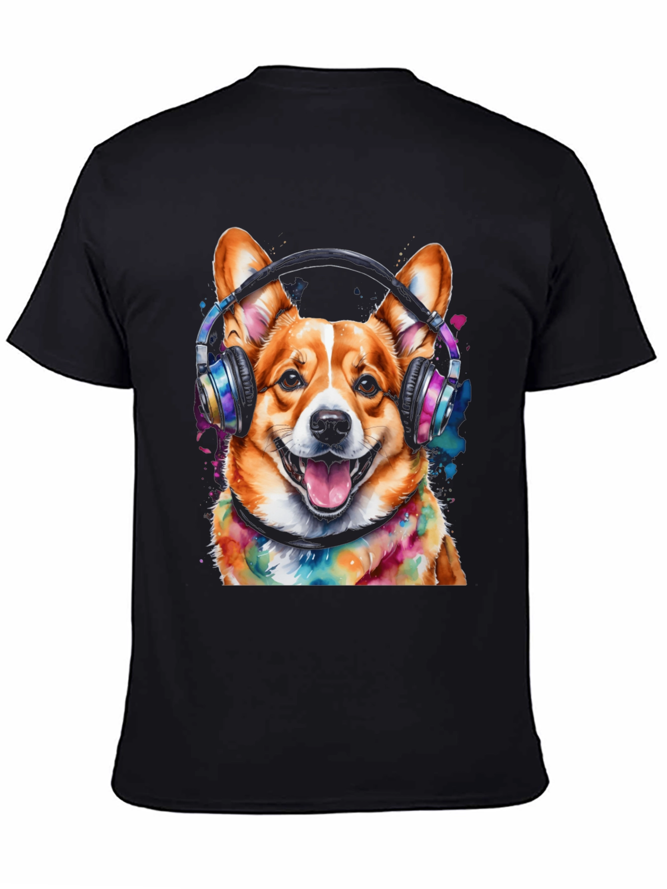 Corgi Headphones Graphic Tee