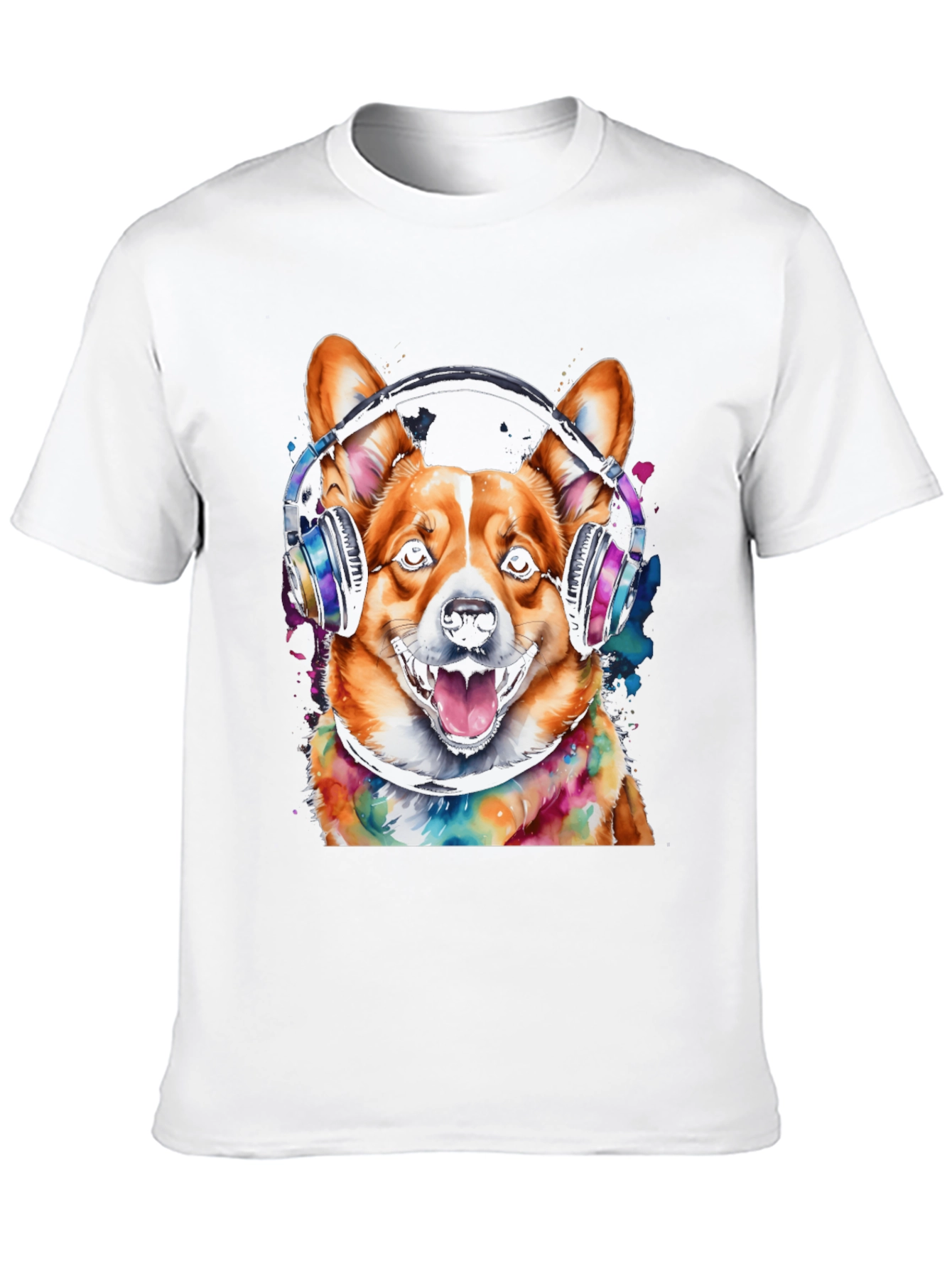 Corgi Headphones Graphic Tee