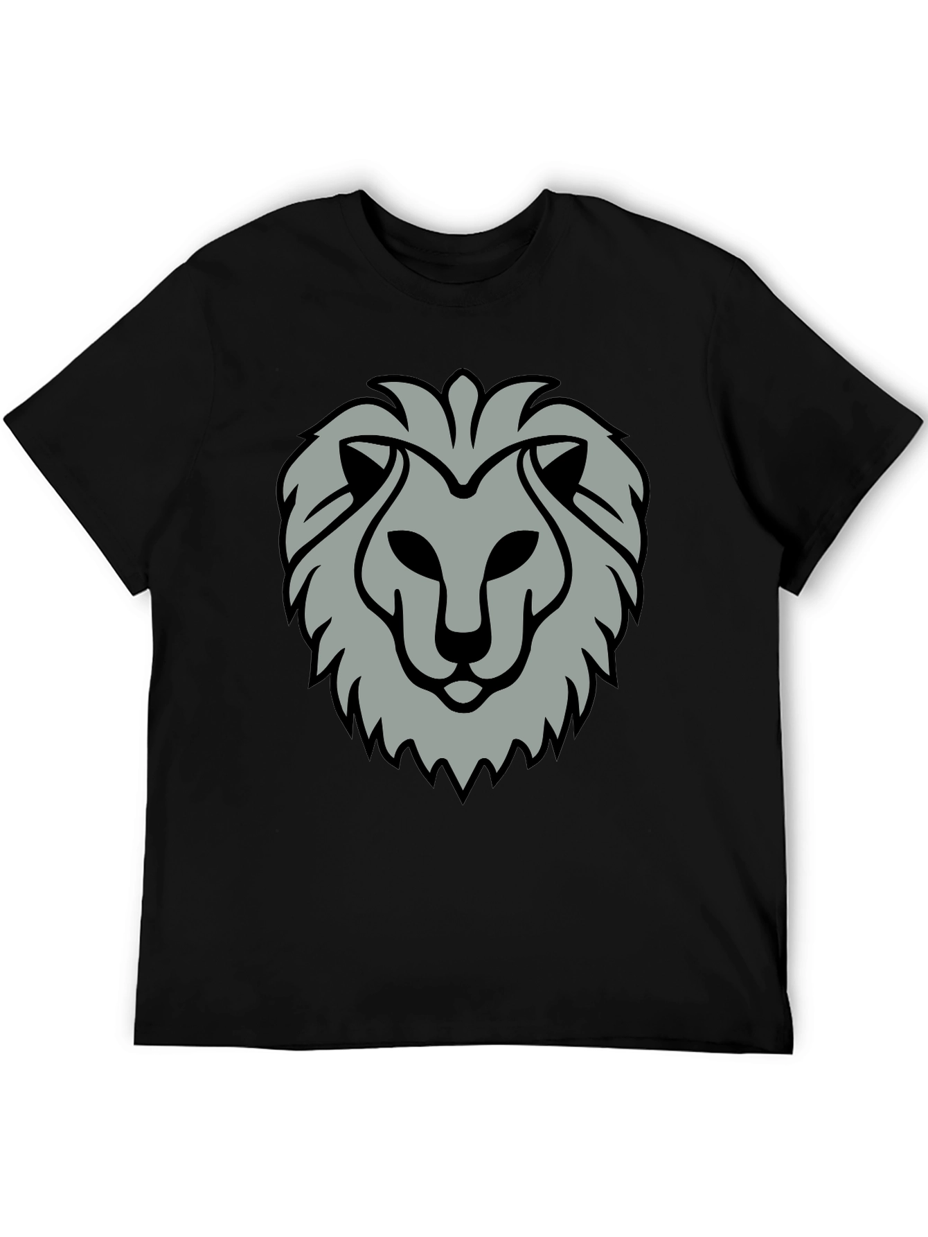 Lion Head Graphic Print Black T-Shirt