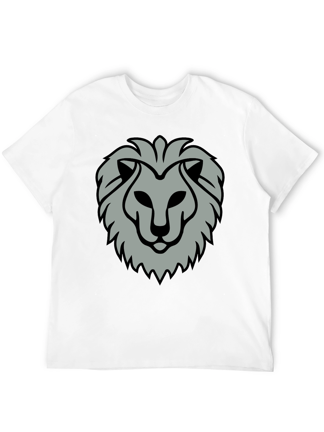 Lion Head Graphic Print Black T-Shirt