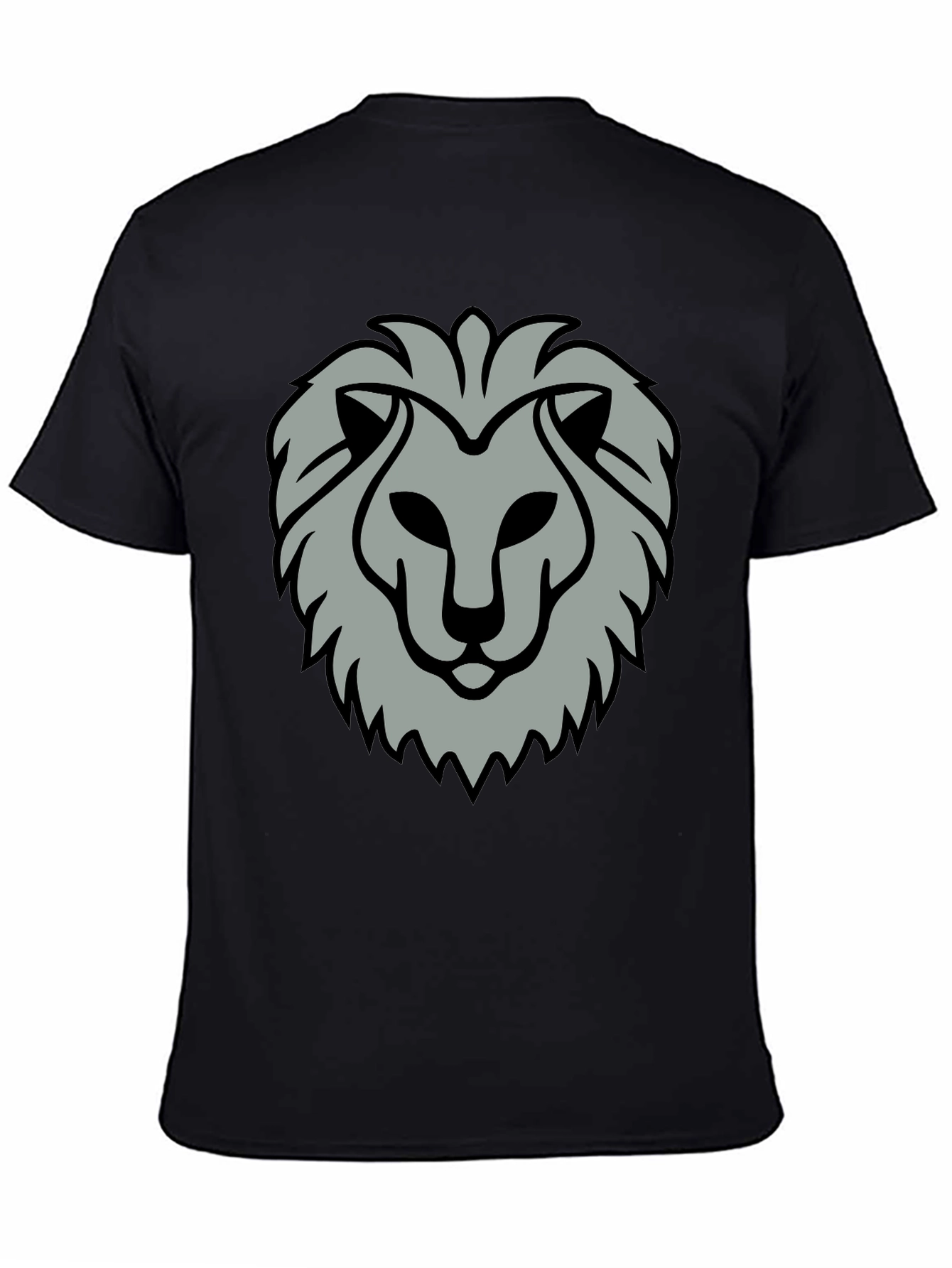 Lion Head Graphic Print Black T-Shirt
