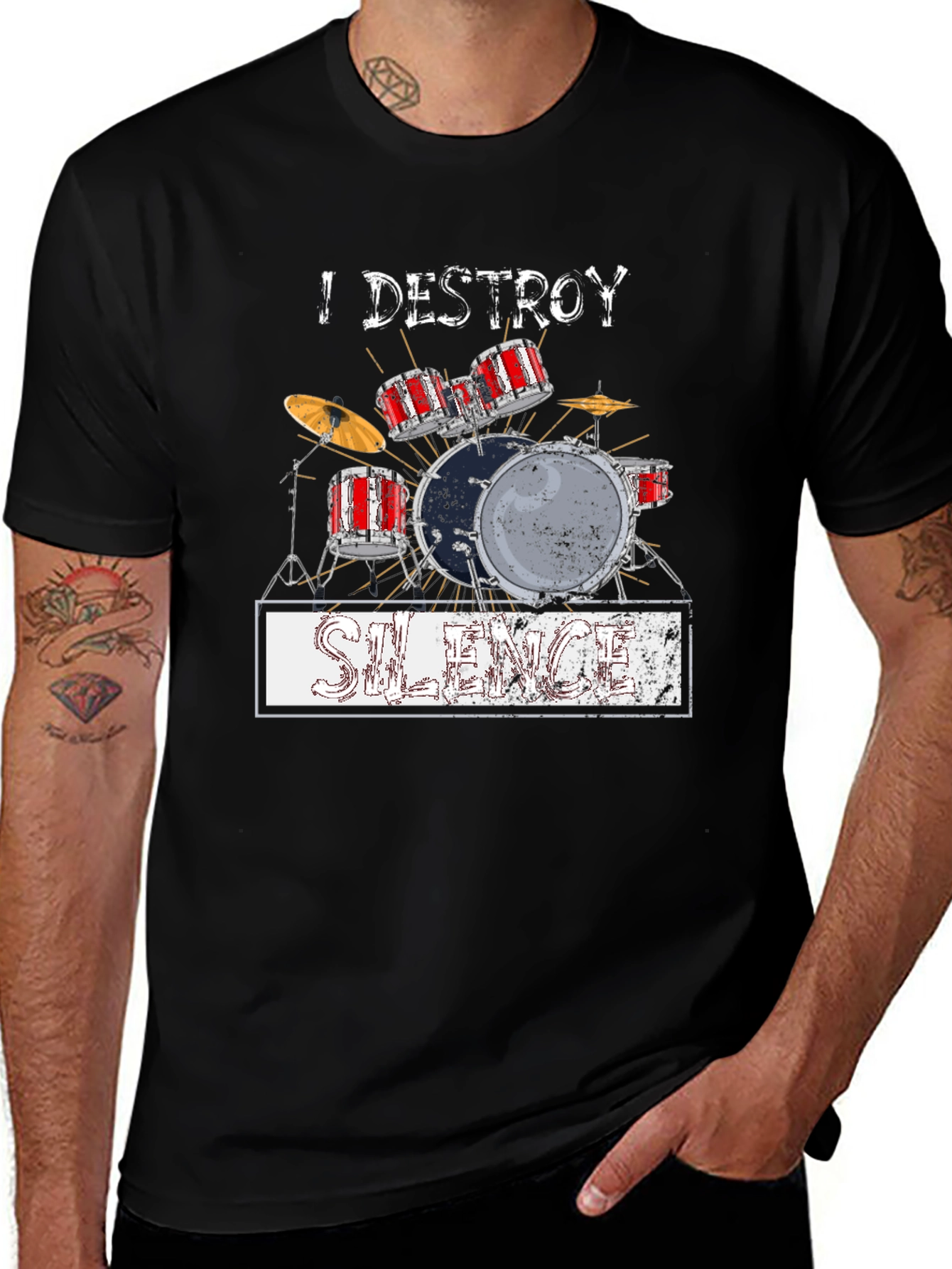 I Destroy Silence Drum Set T-Shirt