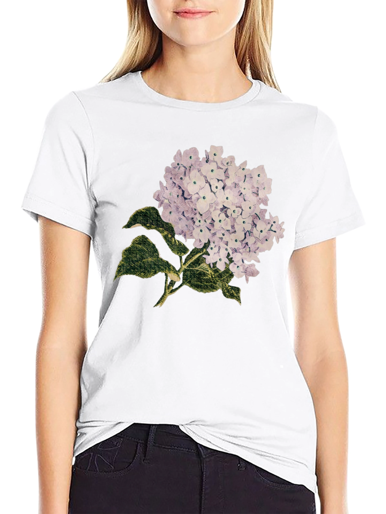 Floral Hydrangea Graphic Print T-Shirt