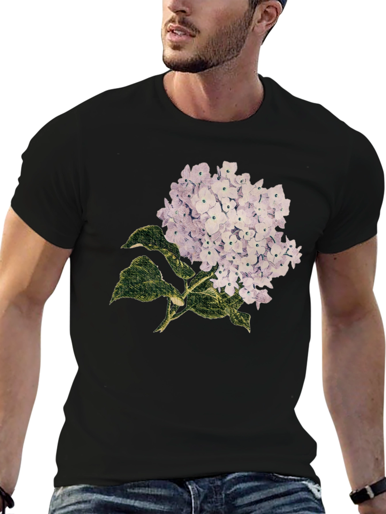 Floral Hydrangea Graphic Print T-Shirt