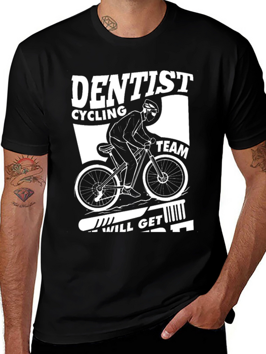 Dentist Cycling Team Graphic Tee - Black Cotton Blend Shirt