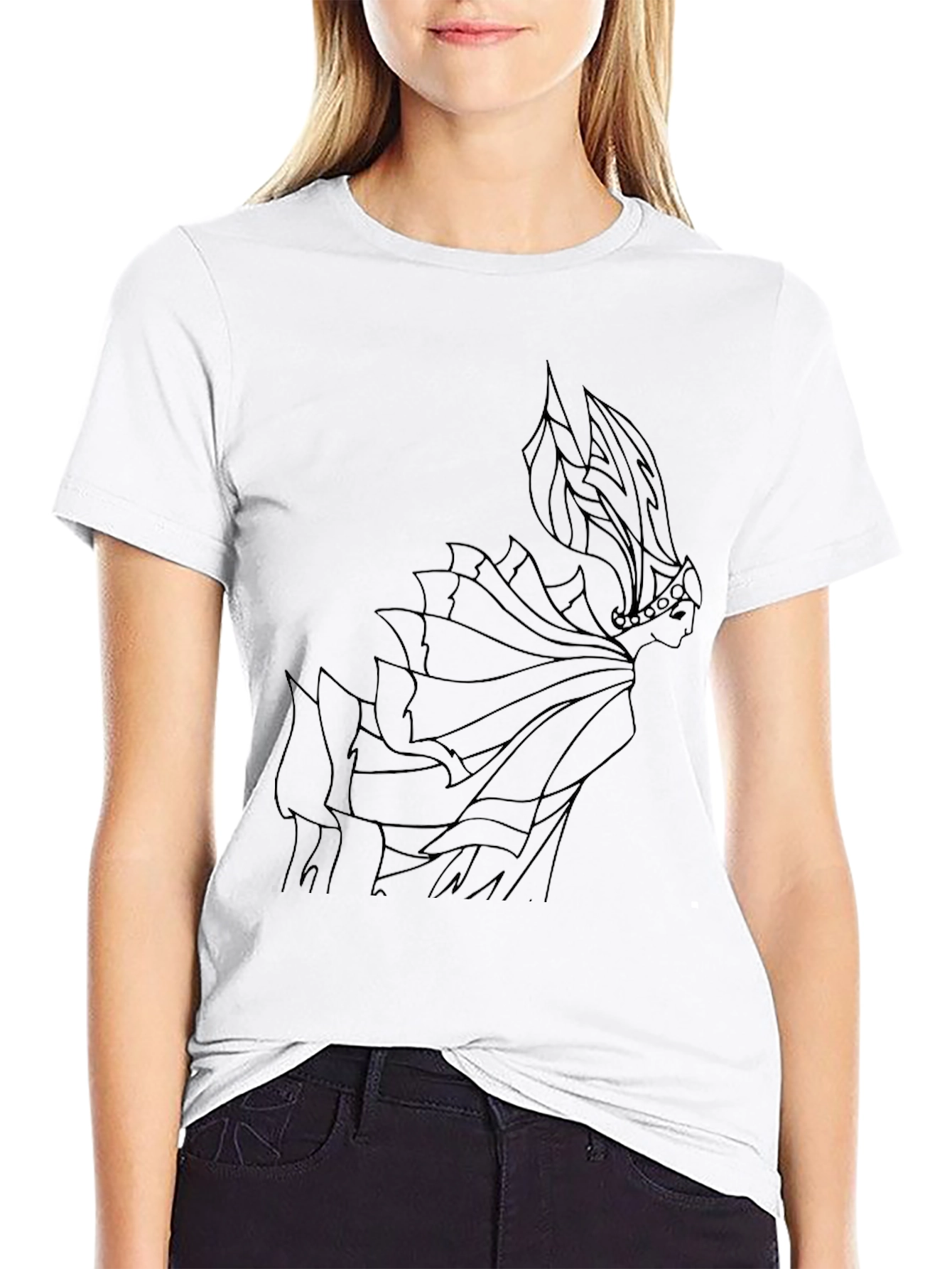 Black T-Shirt with Abstract Queen Graphic